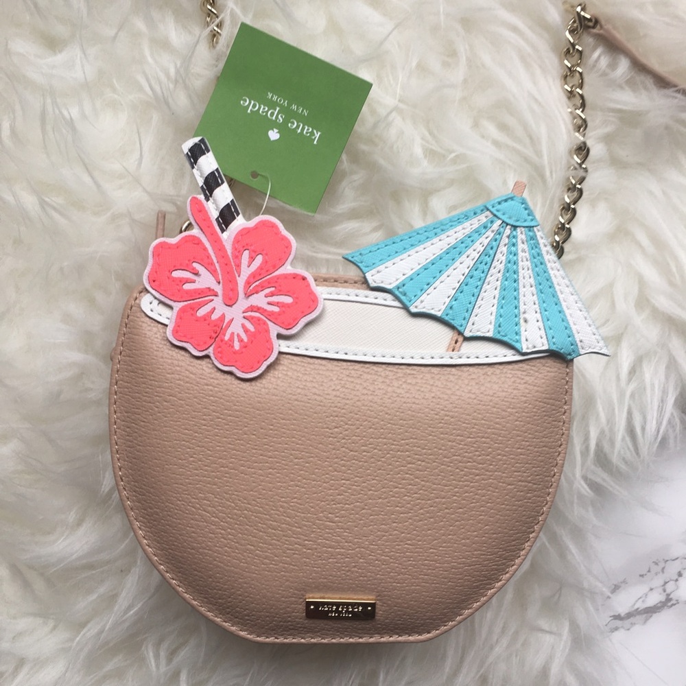 kate spade light pink and cream crossbody bag with tropical applique - Picture 2 of 8
